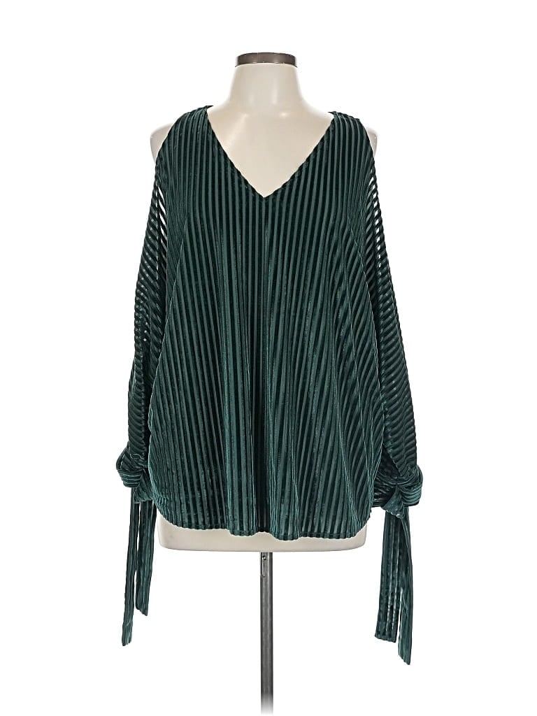 Pre-owned Entro Long Sleeve Blouse In Green