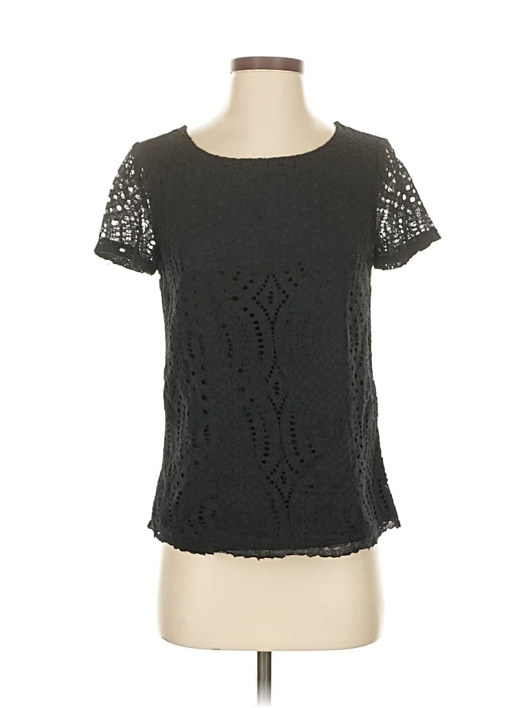 Pre-owned J.crew Factory Store Short Sleeve Top Gray Keyhole Neckline Tops