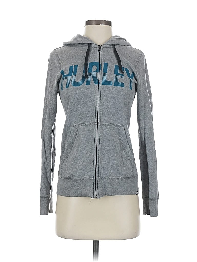 Pre-owned Hurley Zip Up Hoodie In Gray