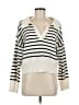 Woven Heart Stripes Ivory Pullover Sweater Size M - photo 1