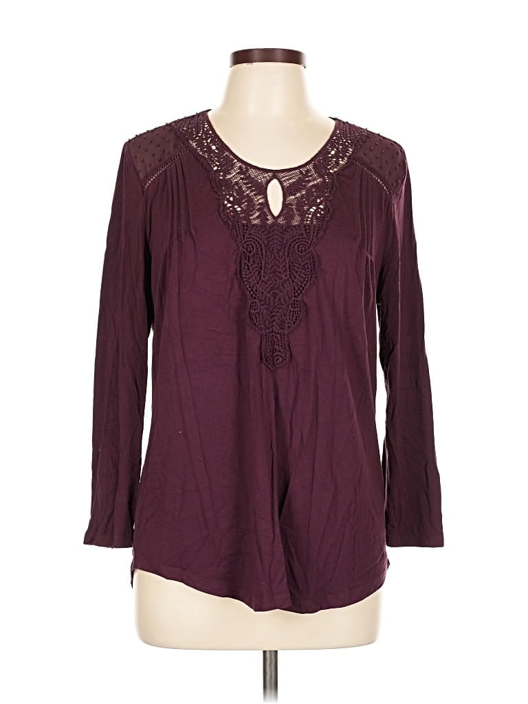 Pre-owned Daniel Rainn 3/4 Sleeve Blouse In Burgundy