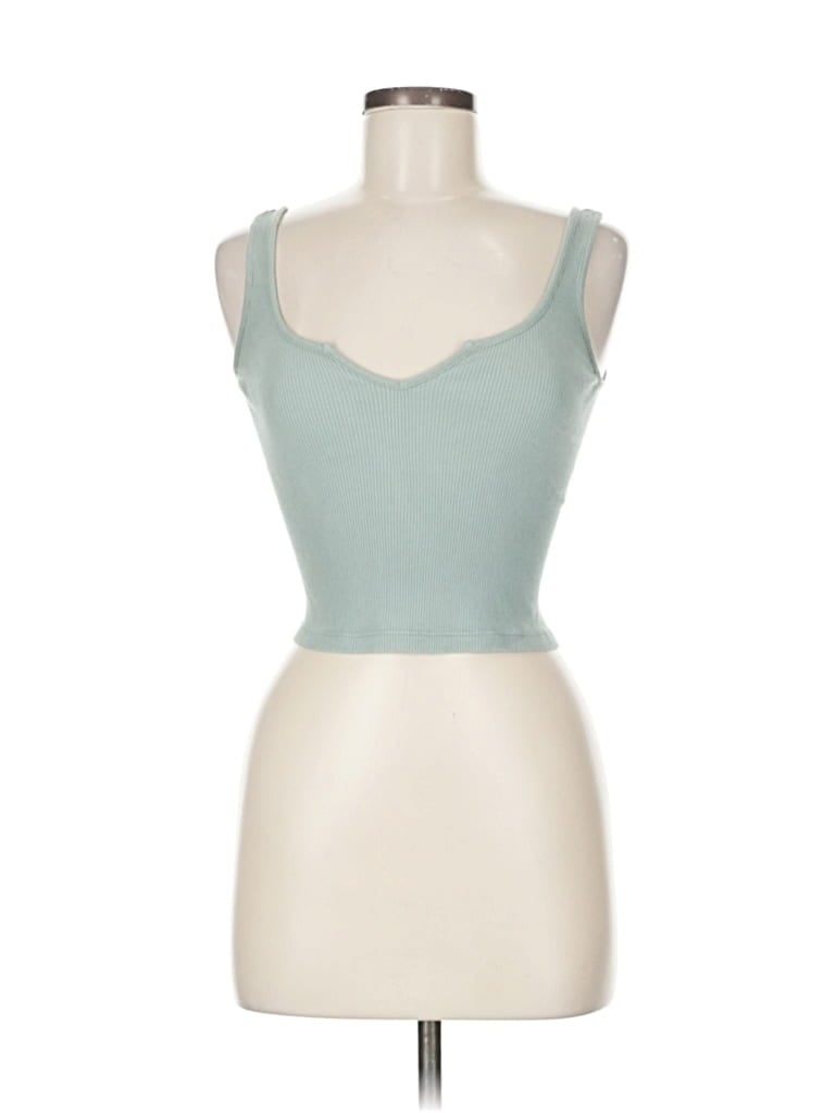 Pre-owned Brandy Melville Tank Top Teal Sweetheart Neckline Tops In Blue