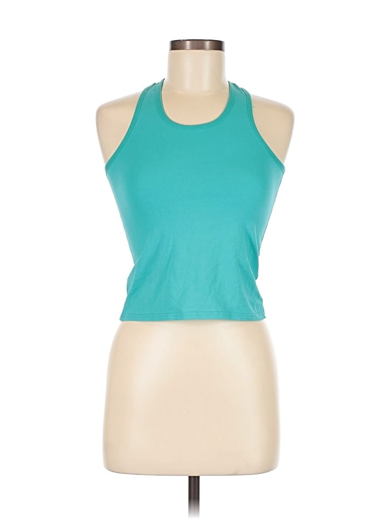 Pre-owned Unbranded Tank Top Teal Halter Neckline Tops In Blue