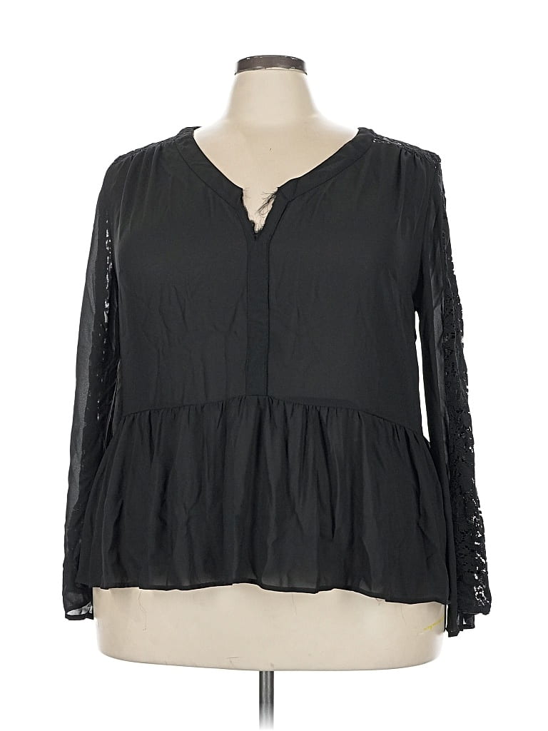 ELOQUII Pre-owned Long Sleeve Blouse In Black