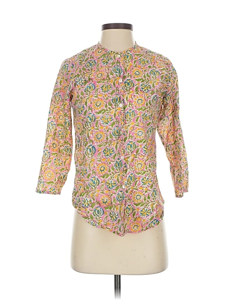 Pre-owned Mille Resort & Travel 3/4 Sleeve Blouse In Yellow