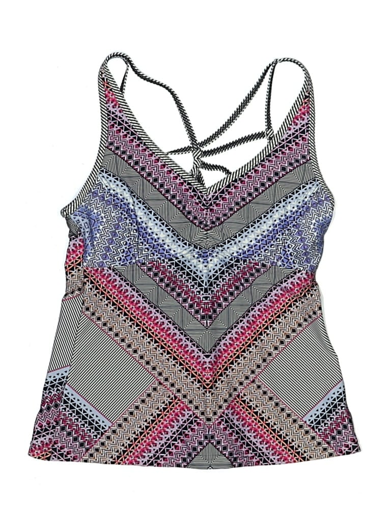 Pre-owned Prana Swimsuit Top Gray Chevron/herringbone Pattern Swimwear