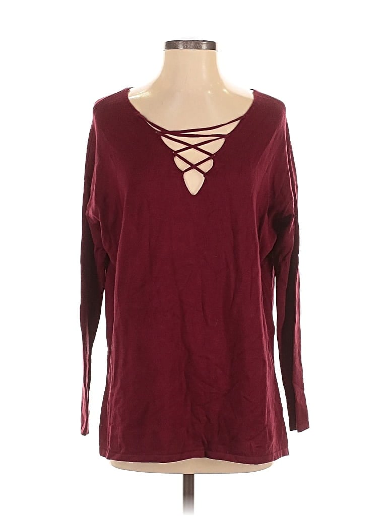 Pre-owned Silence And Noise Long Sleeve T-shirt In Burgundy