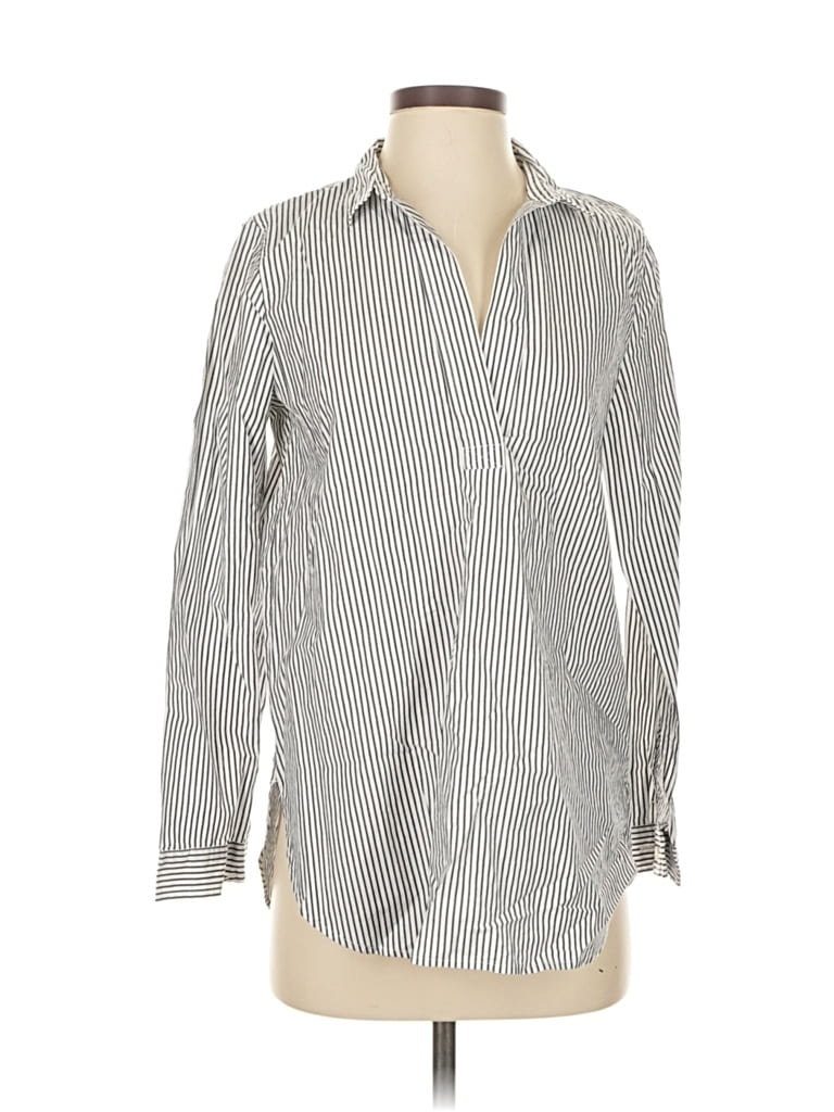 Pre-owned J.crew Factory Store Long Sleeve Button Down Shirt In Silver