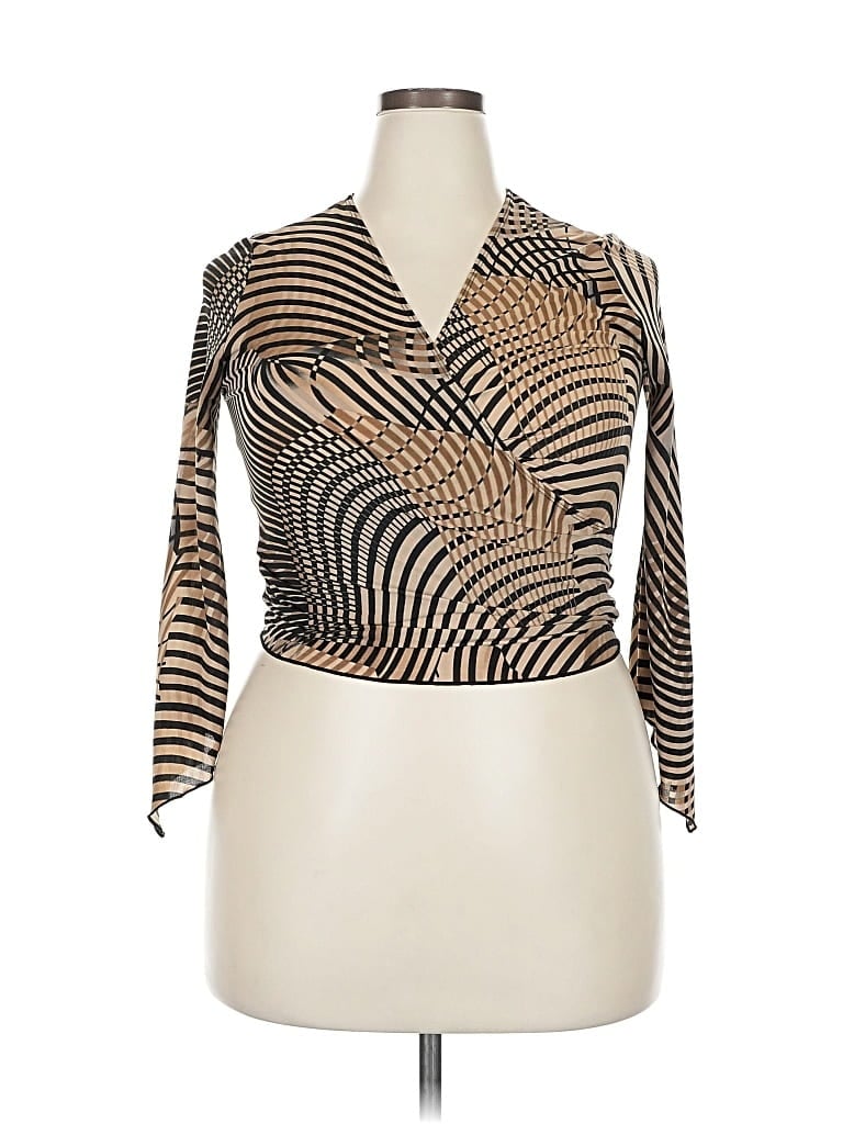 Pre-owned Poetry Clothing 3/4 Sleeve Blouse In Brown