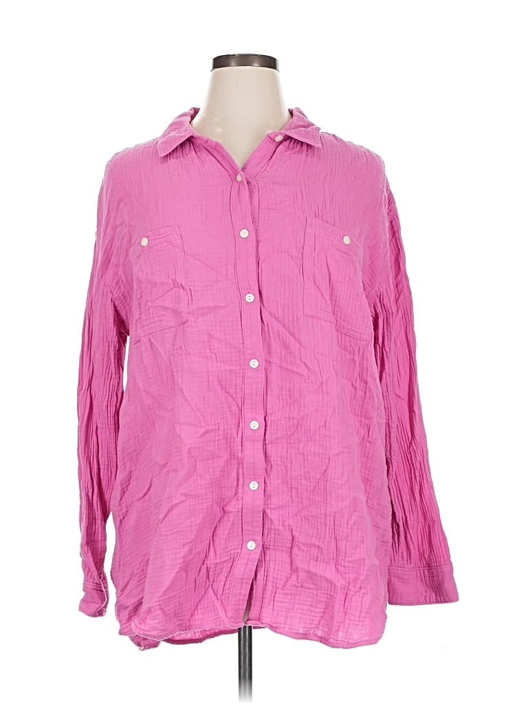 Click to view more detailed imagery on our partner's website Pre-owned Caslon Long Sleeve Button Down Shirt In Pink