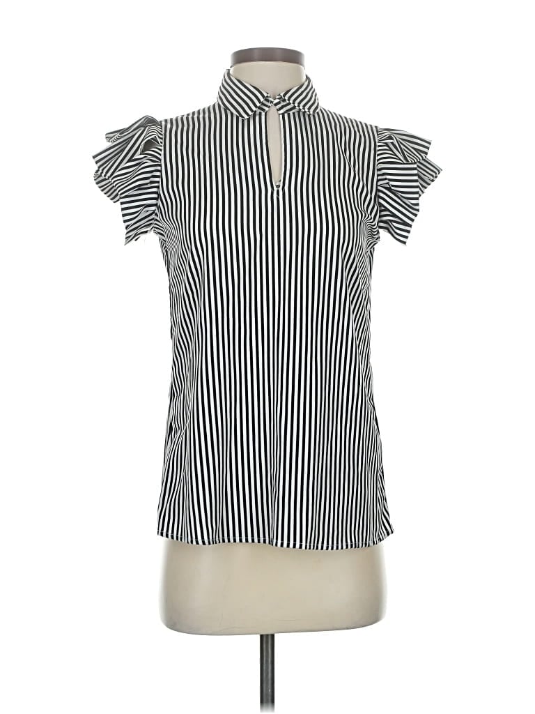 Pre-owned T Tahari Short Sleeve Blouse In Black