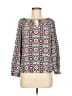 Nell 100% Silk Floral Blue Ivory Long Sleeve Silk Top Size 6 - photo 1