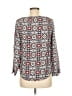 Nell 100% Silk Floral Blue Ivory Long Sleeve Silk Top Size 6 - photo 2