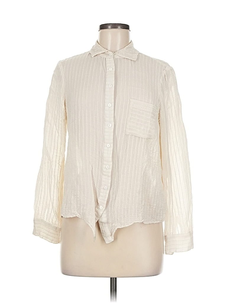 Pre-owned Lulus Long Sleeve Blouse In White