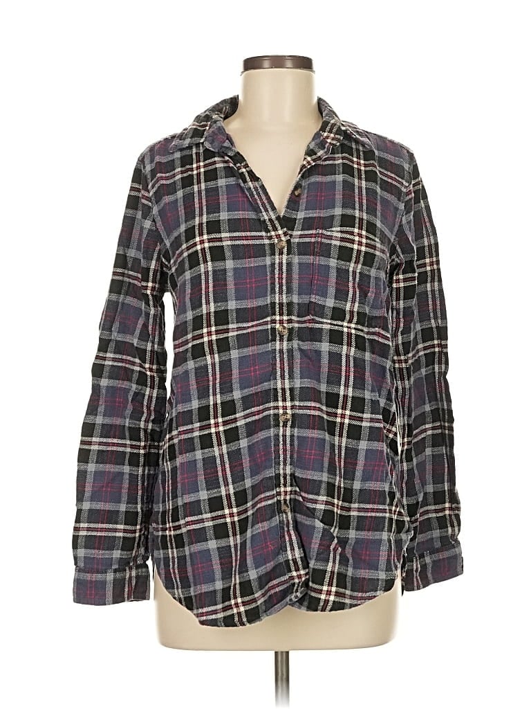 Pre-owned American Eagle Outfitters Long Sleeve Button Down Shirt In Purple