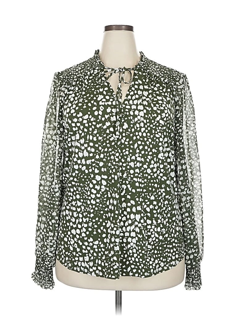 Pre-owned Beacon Long Sleeve Blouse In Green
