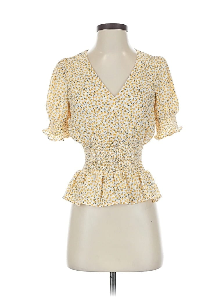 Pre-owned Sienna Sky Short Sleeve Blouse In Yellow