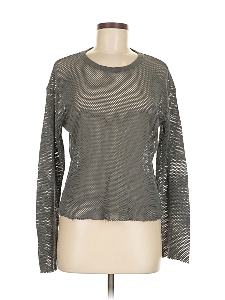 Pre-owned Nsf Long Sleeve Top Gray Crew Neck Tops