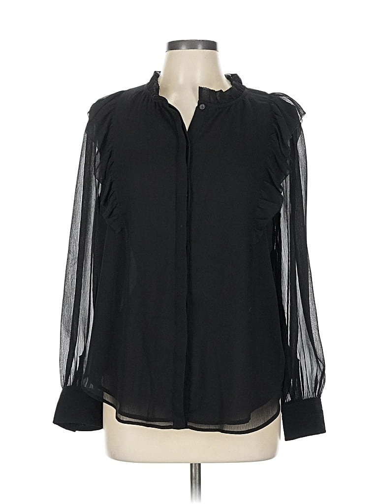 Pre-owned Ann Taylor Long Sleeve Blouse In Black