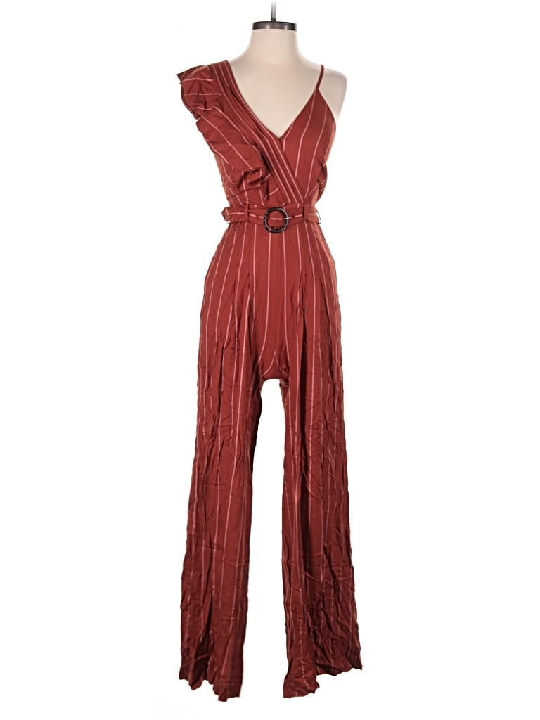 Pre-owned Three Floor Jumpsuit In Burgundy