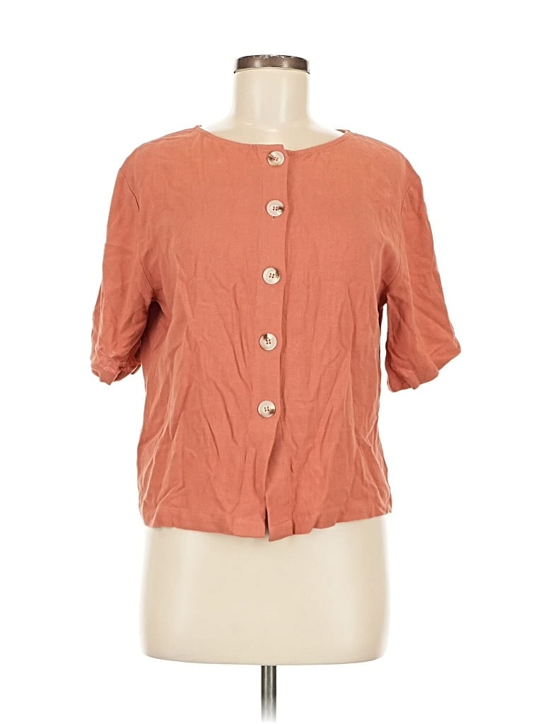 Pre-owned Unbranded Short Sleeve Blouse In Orange