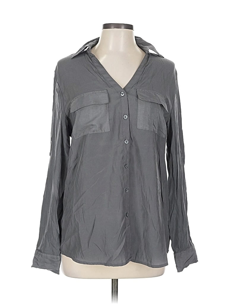 Pre-owned New York And Company Long Sleeve Blouse In Gray