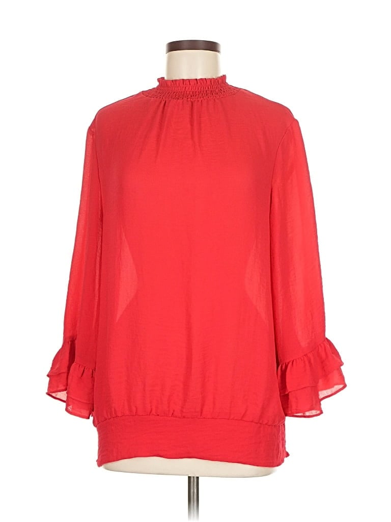 Click to view more detailed imagery on our partner's website Pre-owned New York And Company 3/4 Sleeve Blouse In Red