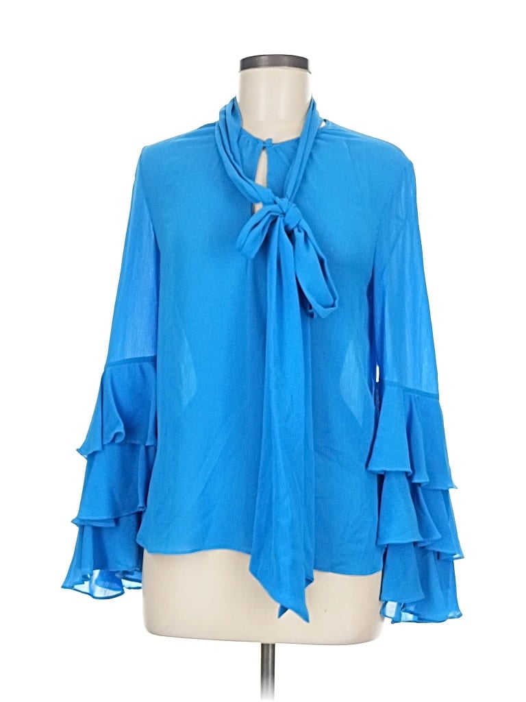 Pre-owned Prabal Gurung Long Sleeve Blouse In Blue