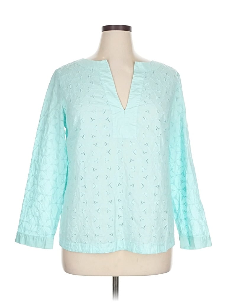 Pre-owned Sigrid Olsen 3/4 Sleeve Blouse In Blue