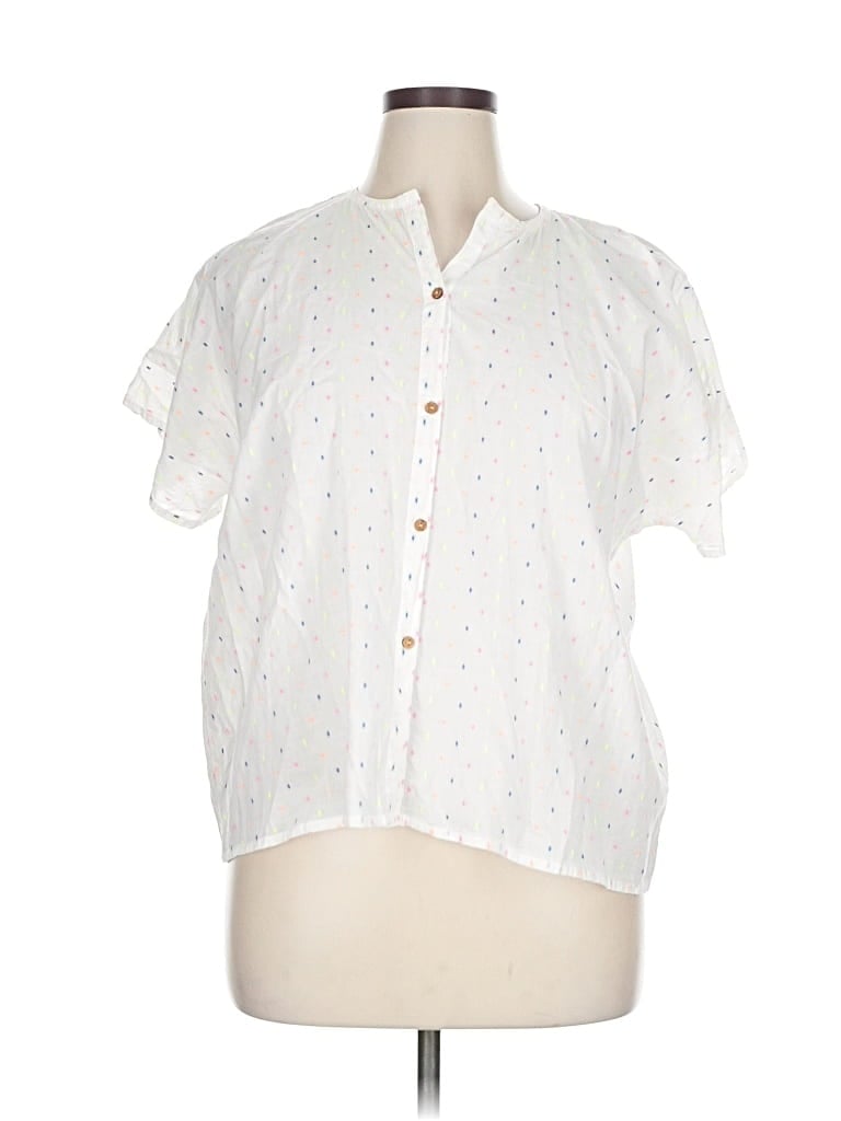 Pre-owned Unbranded Short Sleeve Blouse In White
