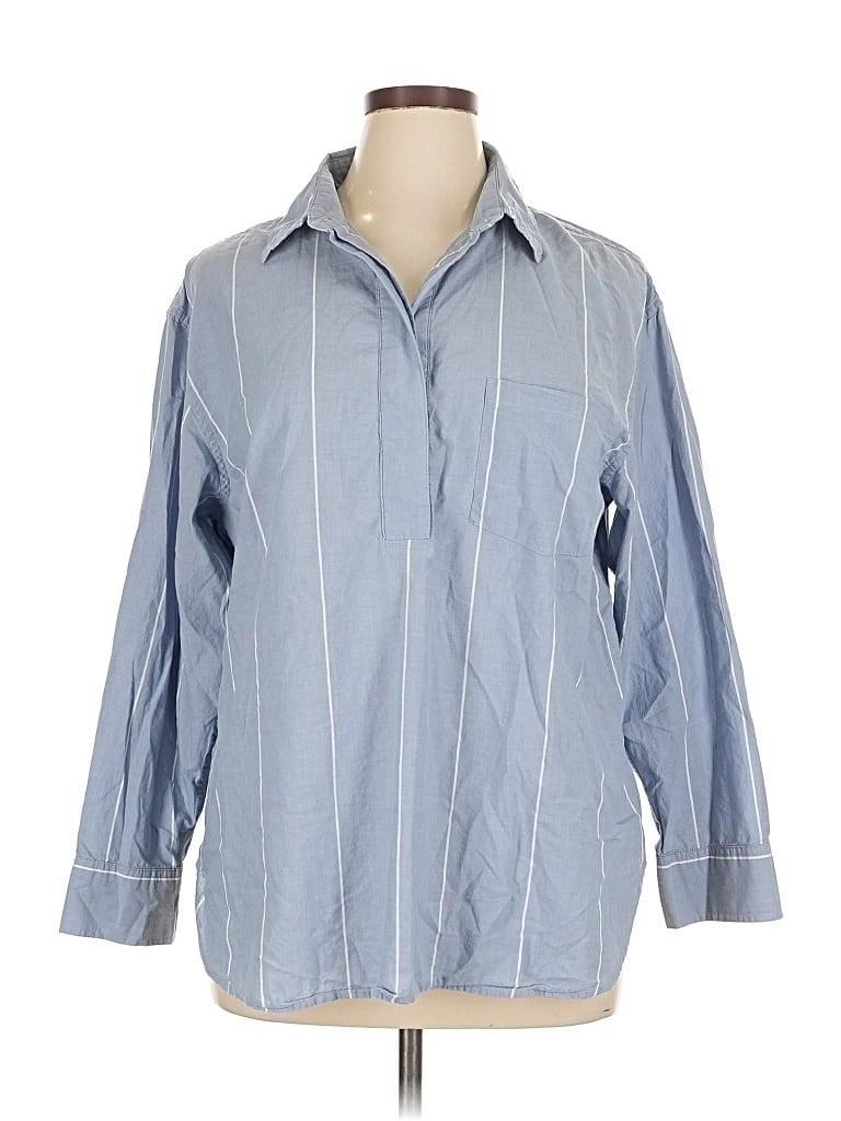 Pre-owned Sonoma Goods For Life Long Sleeve Button Down Shirt In Blue