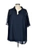 Lane Bryant 100% Polyester Blue Short Sleeve Blouse Size 12 Plus (0) - photo 1