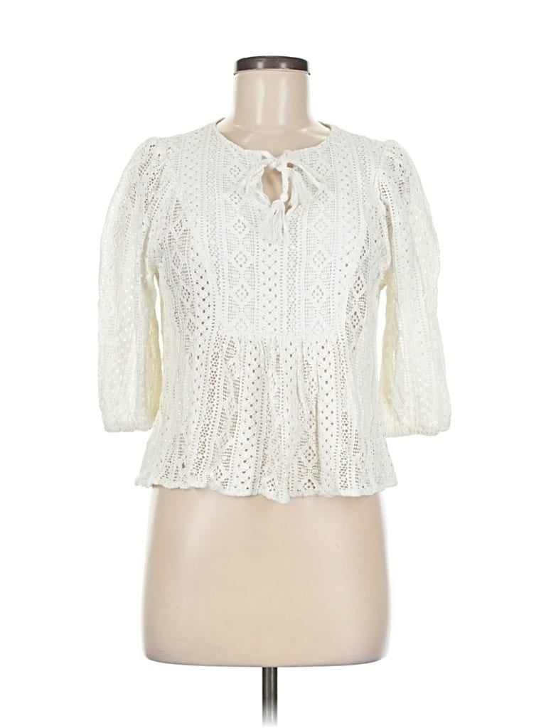 Click to view more detailed imagery on our partner's website Pre-owned Grade & Gather 3/4 Sleeve Blouse In White