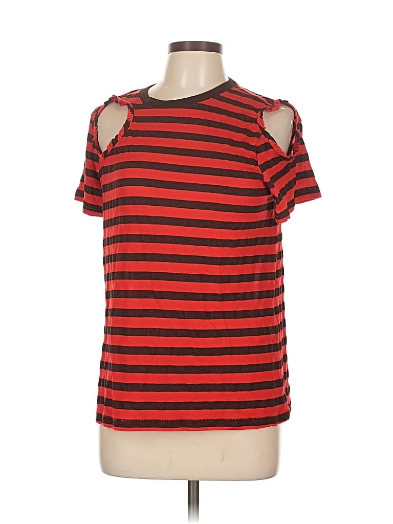 Pre-owned Current Elliott Short Sleeve Top Red Cold Shoulder Neckline Tops