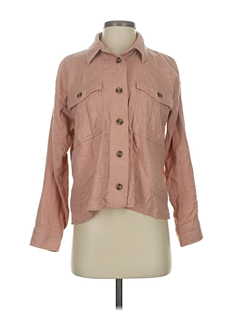 Pre-owned American Eagle Outfitters 3/4 Sleeve Button Down Shirt In Brown