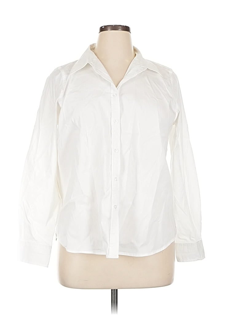 Pre-owned Chaps Long Sleeve Blouse In White