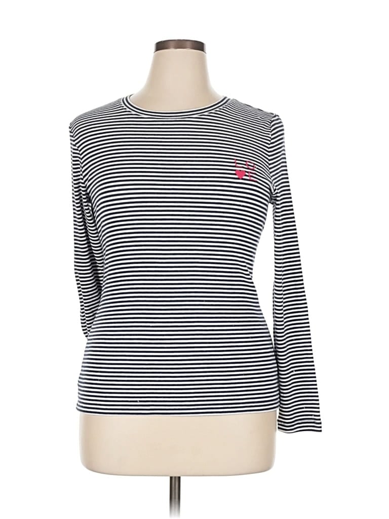 Pre-owned Ann Taylor Loft Long Sleeve Top Gray Boatneck Tops