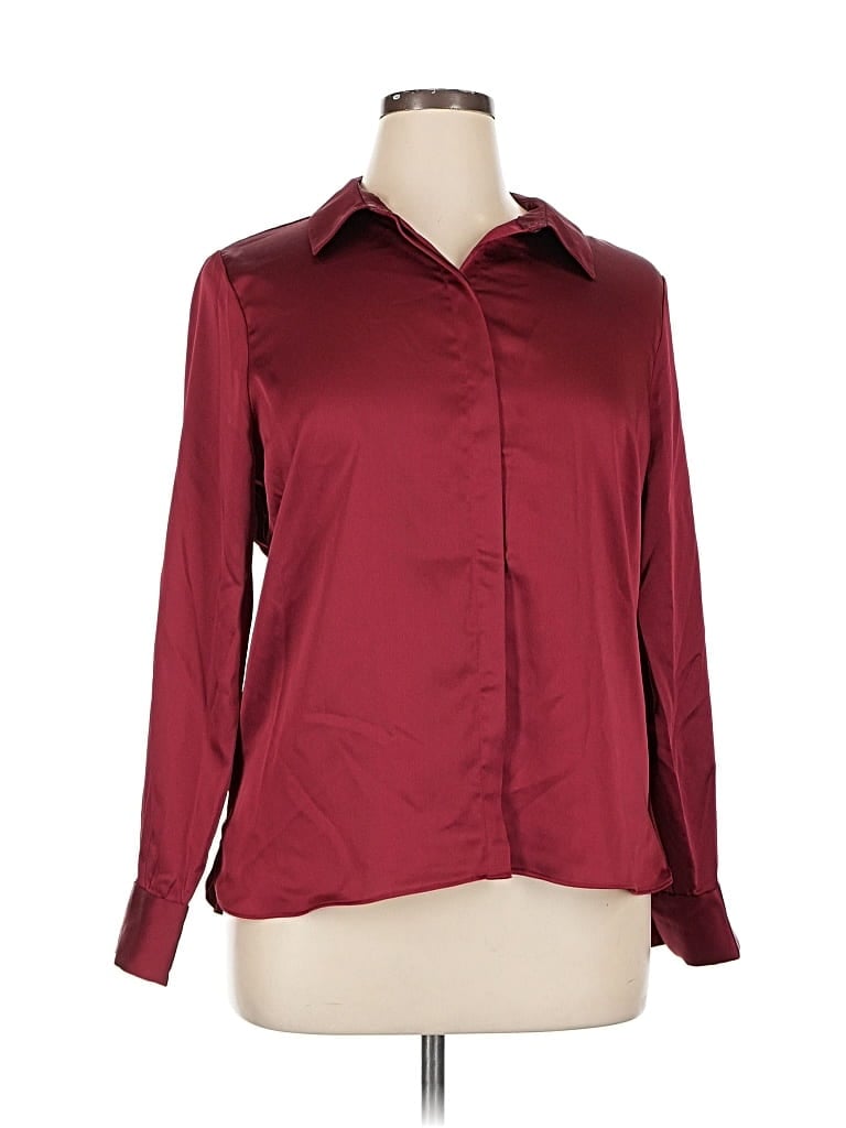 Pre-owned A New Day Long Sleeve Blouse In Burgundy