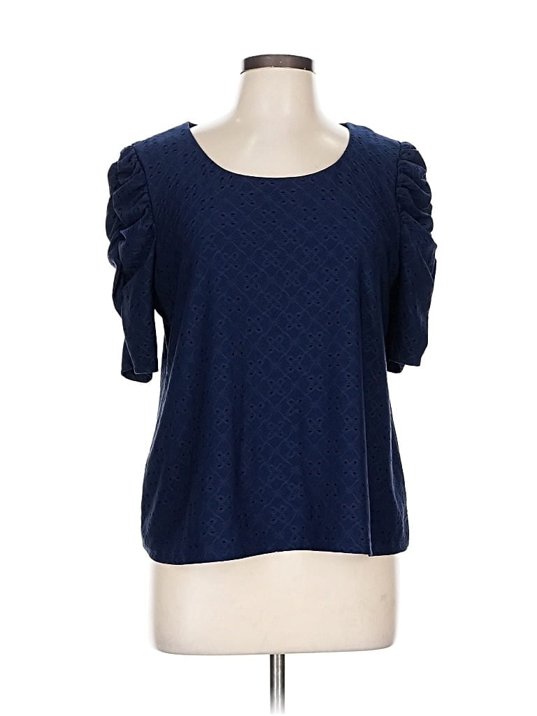 Pre-owned Cece Short Sleeve Top Blue Square Neckline Tops