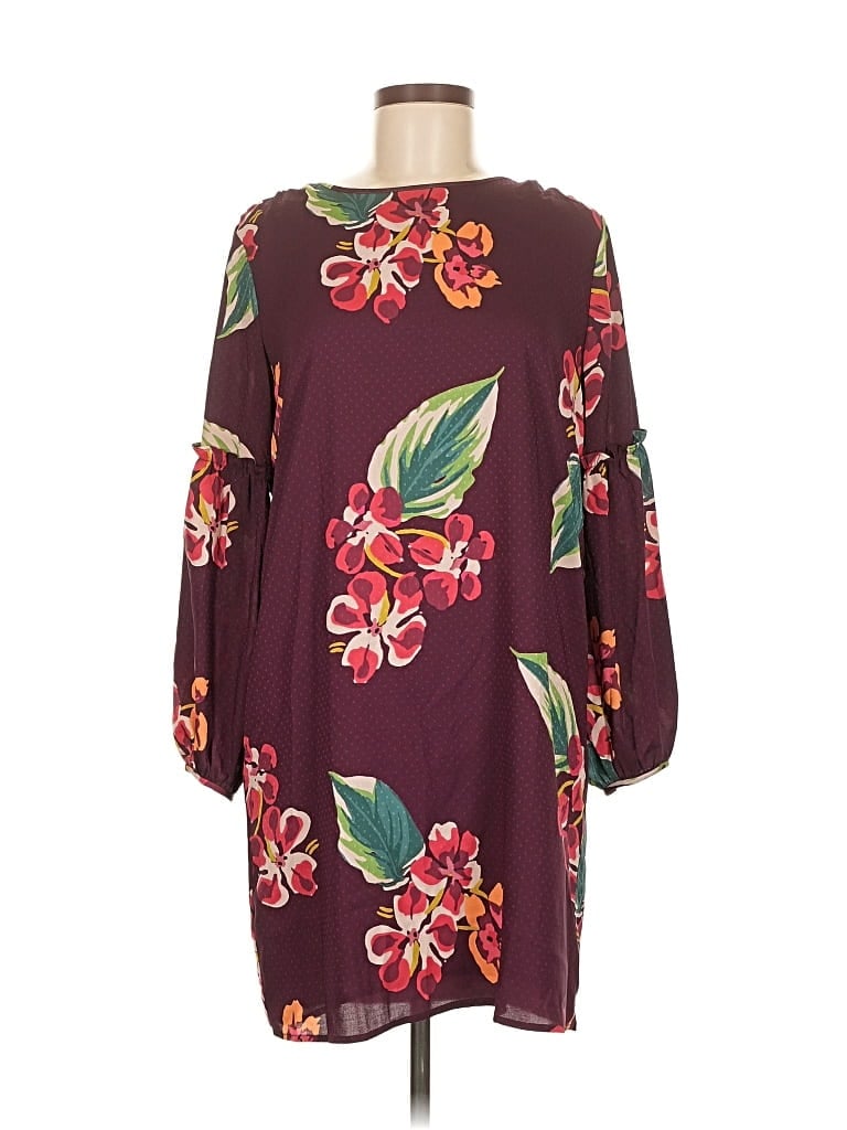 Pre-owned Ann Taylor Loft Casual Dress In Burgundy