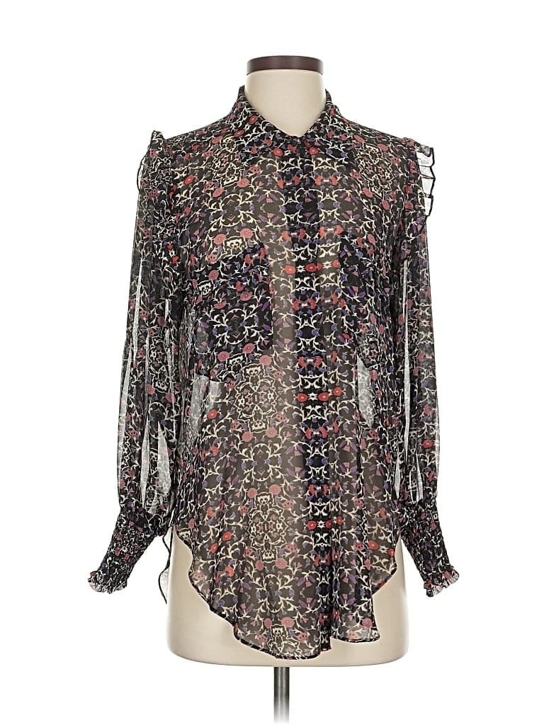 Pre-owned Misa Long Sleeve Blouse In Gray