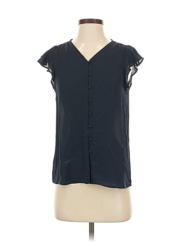 Pre-owned Ann Taylor Loft Outlet Short Sleeve Blouse In Blue
