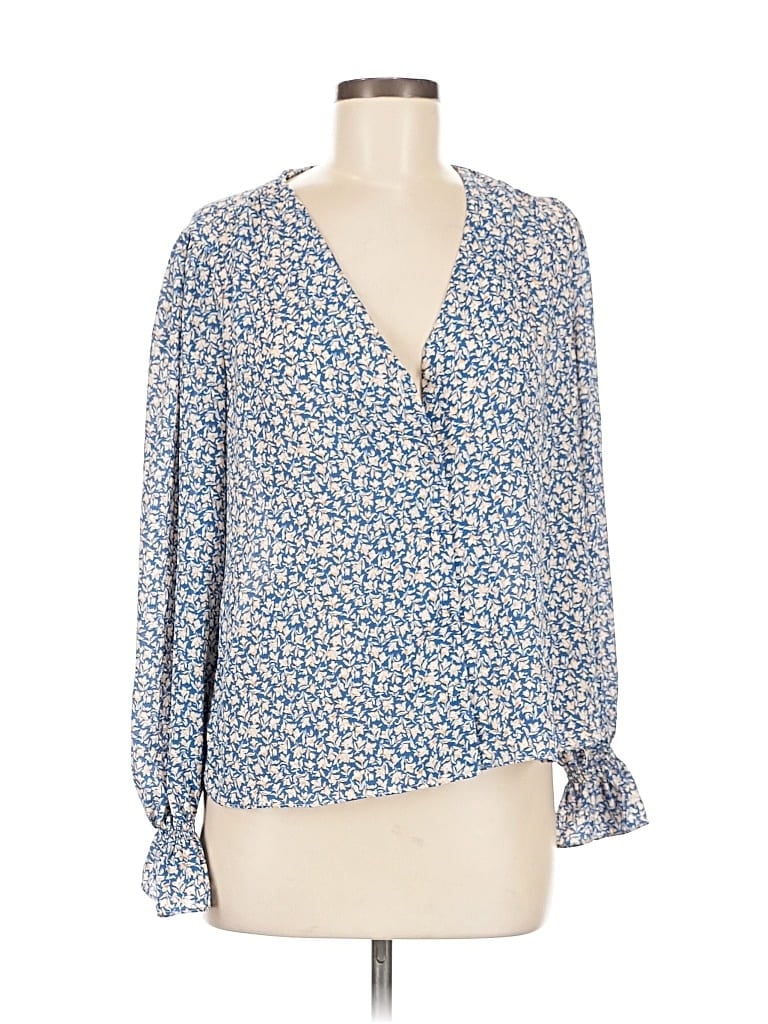 Pre-owned Acoa Collection Long Sleeve Blouse In Blue