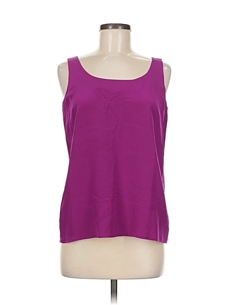 Pre-owned Linda Allard Ellen Tracy Sleeveless Silk Top Purple Scoop Neck Tops