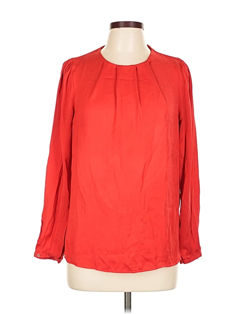 Pre-owned Zara Basic Long Sleeve Blouse In Red