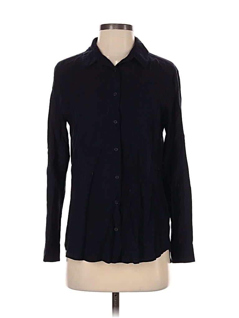 Pre-owned Uniqlo Long Sleeve Button Down Shirt In Black