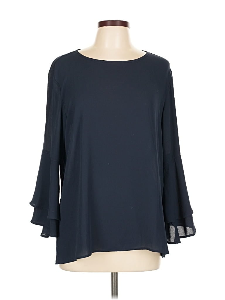 Pre-owned Ann Taylor Loft Outlet Long Sleeve Blouse In Blue