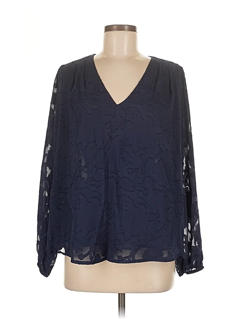 Pre-owned Astr Long Sleeve Blouse In Blue