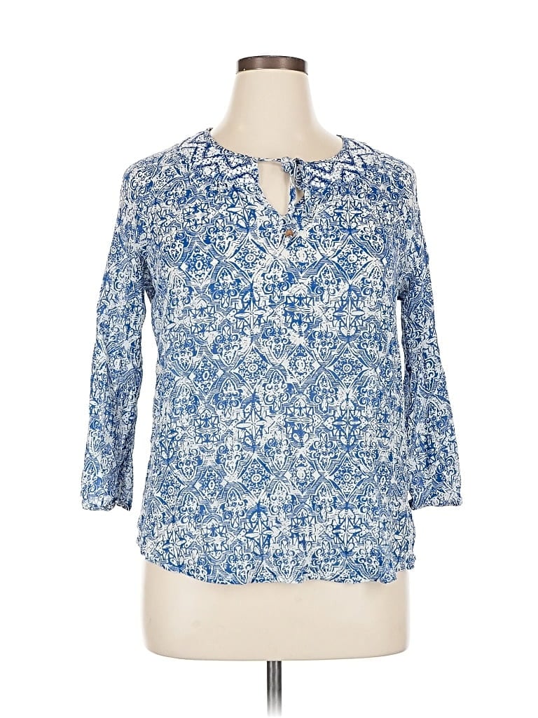 Pre-owned Lucky Brand 3/4 Sleeve Blouse In Blue