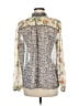 Current Air 100% Polyester Animal Print Ivory Blue Long Sleeve Blouse Size M - photo 2